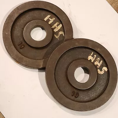 Vintage York Barbell Olympic 10 Pound Weight Plates 2x10 LB Not Milled • $74.88