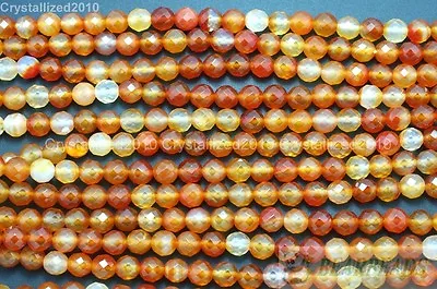 Natural Carnelian Gemstone Faceted Round Beads 15.5'' 3mm 4mm 6mm 8mm 10mm 12mm • £5.10