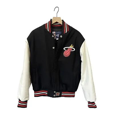 JH Design Miami Heat Black/White Wool & Leather Full-Snap Jacket Size M Medium • $499.99