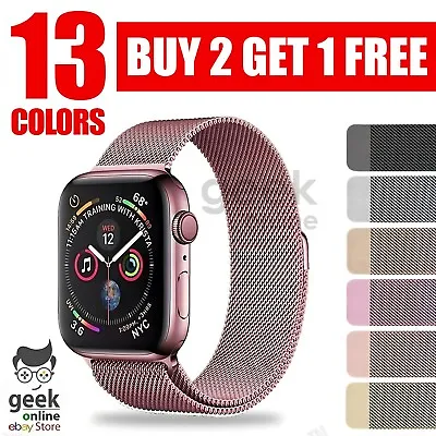 $6.35 • Buy For Apple Watch Band Series 8 7 6 5 4 3 SE Stainless Steel Strap 38 40 42 44 MM