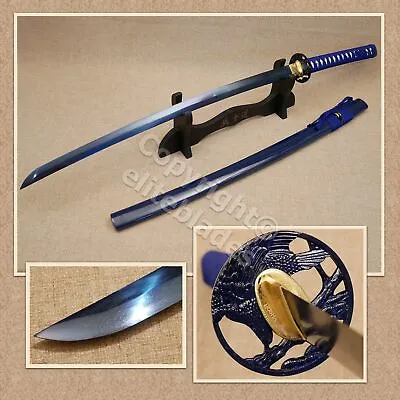 Musashi Hand Forged Folded BLUE Damascus Steel Samurai Katana Sword Razor Sharp • $143.95