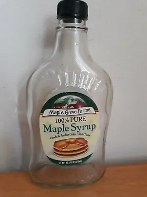 Empty Maple Grove Farms Syrup Clear Glass Bottle 12.5 Oz. W/ Plastic Cap  • $2.99