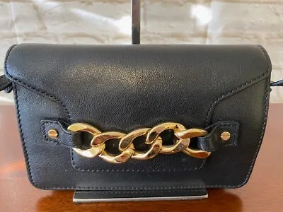 Black Leather Handbag Crossbody By Milly Handbag • $30.99
