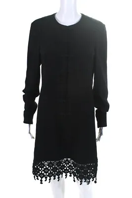 Valentino Miss V Womens Vintage Knot Button Long Sleeve Sheath Dress Black IT 46 • $233.99