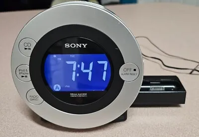 Sony Dream Machine Auto Time Set Dual Alarm Clock CD IPod IPhone Radio ICF-CD3iP • $18