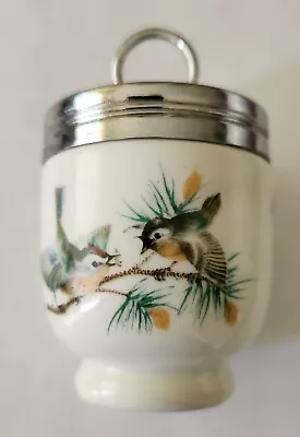 Royal Worcester King Size Egg Coddler Birds Pattern White Porcelain Metal Lid 4  • £19.30