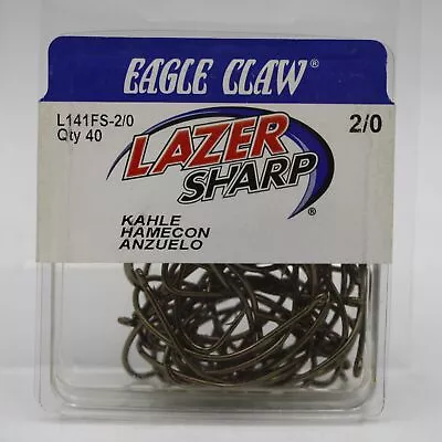 Eagle Claw Lazer Sharp Kahle Fishing Hooks L141FS Size 2/0 40 Pack • $4.99