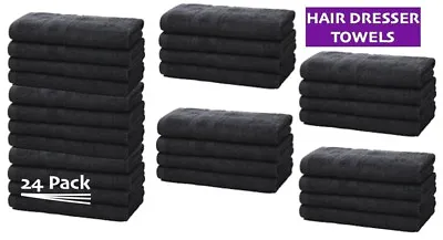 Hairdresser Hand Towels | Salons Spa Towels | 12 Pack Or 24 Pack | BLACK • £29.99