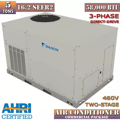 Daikin 5 Ton Packaged Air Conditioner 16.2 SEER2 Direct-Drive Two-Stage 460V NEW • $5379