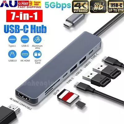 $25.99 • Buy 7-in-1 Aluminum USB Type-C Port Pro Hub HDMI 4K HD SD/TF Adapter For MacBook Pro