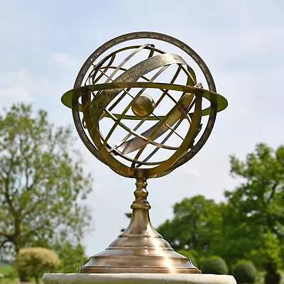 70cm Tall Antique Brass Celestial Garden Armillary Sundial Sphere • £315