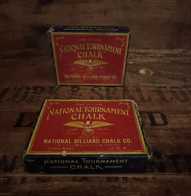 Vintage NATIONAL BILLIARD CHALK CO. 2Boxes 2Dozen • $75