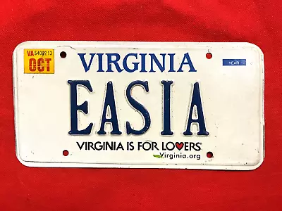 Virginia License Plate EASIA .... Expired / Crafts / Collect / Specialty • $6.95