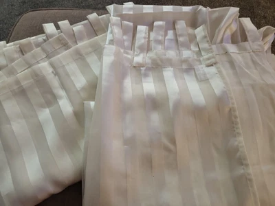 £6.20 • Buy CREAM STRIPE TAB TOP VOILE CURTAIN PANEL NET 54 X 95  PAIR 
