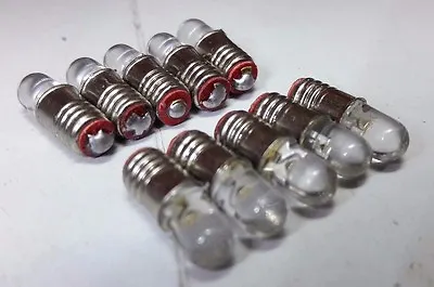 10x 12V E5 Lilliput LED Warm White Wheat Grain Screw 00 OO HO Scale Signal Bulbs • £7.89