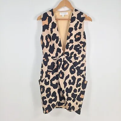 $24.95 • Buy Finders Keepers Womens Dress Size M Aus 10 Mini Pencil Beige Leopard Vneck033776