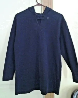 MERONA 100% Pique Cotton Navy Blue Long Sleeve Textured Hoodie. Size S/M • $14.99