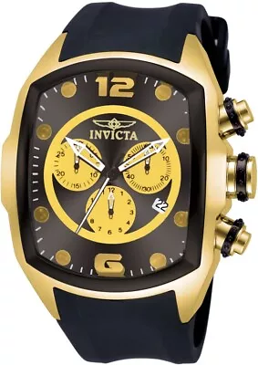 Invicta Men's Lupah 47mm Chronograph Gold Black Dial Silicone Band Swiss Watch • $129.50