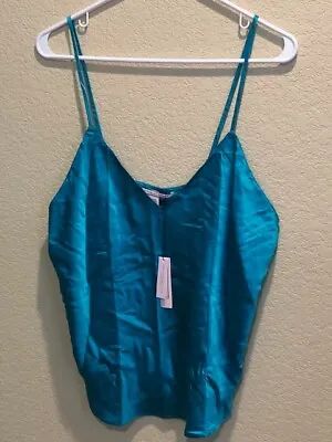 NWT Women's Victoria's Secret Green-blue 100% Silk Camisole Size L Large $68 • $26.99