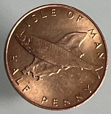 1976 Isle Of Man 1/2p Half Penny Coin - Food For All - Atlantic Herring Fish • £2.99