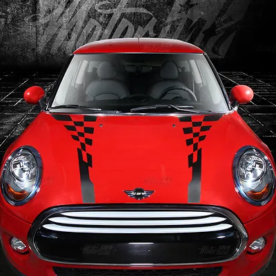 2014 2015 Mini Cooper Checkered Hood Rally Racing Accent Stripes Decals Graphic • $39