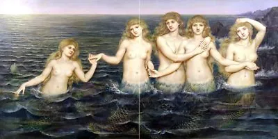 Tile Mural Mermaid Sea Girl E. Morgan Bathroom Shower Backsplash Marble Ceramic • $31.92