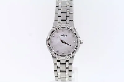 Ladies Movado 0606073 METIO Diamond Accented Stainless Steel Watch • $369.50