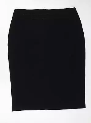 Marks And Spencer Womens Black Polyester Straight & Pencil Skirt Size 12 Zip • £5