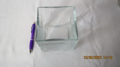 £6 • Buy Square/cube Glass Vase/container/candle Holder 12 Cm X 12 Cm X 12 Cm Preowned
