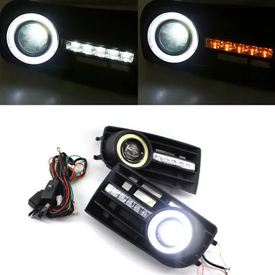 Pair Fog Lights Grilles With LED DRL Lamp For VW For Golf Rabbit MK5 2005-2009 • $51.95