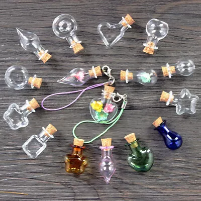 £2.84 • Buy 5pcs Mini Glass Glass Bottles Cork | Vials | Pendant | Wishing Potion Bottle UK