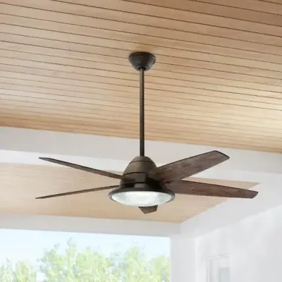 Outdoor 52 Ceiling Fan Remote Modern LED Patio Light Rustic Antique Bronze Cabin • $279.99