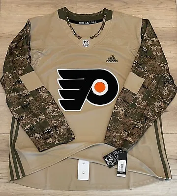 NEW Adidas Authentic Philadelphia Flyers Military Camo NHL Jersey Size 60 • $143.99