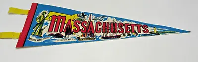 Vintage Massachusetts  Pennant / Banner Minute Men Plymouth Rock Wall Hanger • $14.50