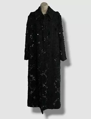 DRIES VAN NOTEN Women Black Rolano Sequin-Embelli Shed Coat Sz FR38 US6 • $1