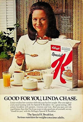 1976 Kellogg's Special K Breakfast Cereal Linda Chase Vintage 1970s Print Ad • $17.76