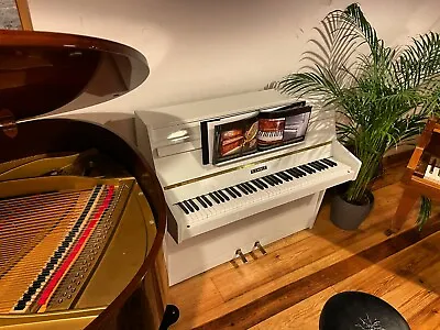 Small Gloss White Kemble Upright Piano Refurbished Restored Delivery Guarantee • £1995