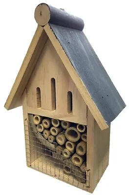 Insect Hotel Hanging Wooden Bee Butterfly Beetle Bug Garden Storm House Shelter • £5.99