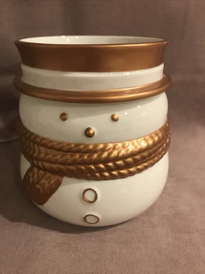 £17.81 • Buy Yankee Candle Electric Snowman Tart Burner Timer 3H 6 H 9H EUC White And Bronze