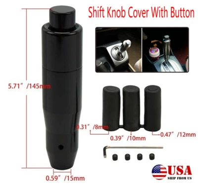 $19.25 • Buy Automatic Car Gear Stick Shift Knob Shifter With Button Black Aluminum Universal