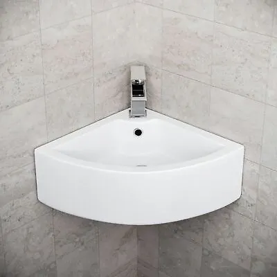 Cloakroom 670 Mm Quarter Corner Wall Hung Basin Bathroom Wash Sink | Katrine • £49.99