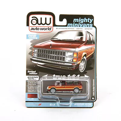 Auto World Mighty MiniVans 1984 Dodge Caravan Red 1/64 Diecast Car Toys • $13.99