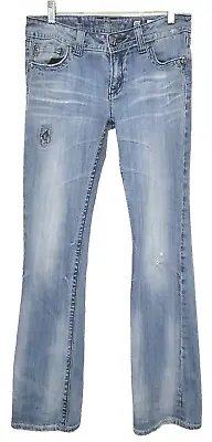 Miss Me Jeans Womens 30 Denim Boot Cut Stretch Rhinestone Frayed (Actual Sz 32) • $24.99