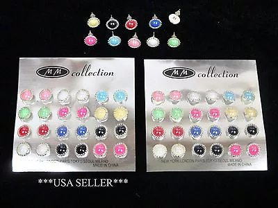 Wholesale Lot Of 2612 Pack--12 Pair Of12mm Shiny Fashion Earrings--e12srd • $2.99