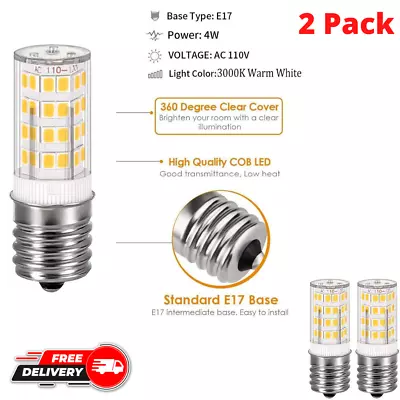 2 Pcs E17 LED T7 T8 Intermediate Base LED Appliance Bulb 40W Dimmable Warm White • $15.95