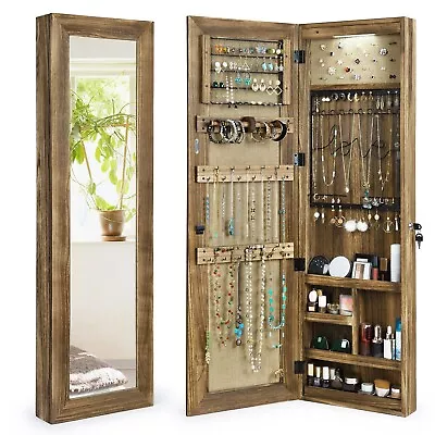 SRIWATANA Jewelry Armoire Cabinet Solid Wood Jewelry Organizer With Full Len... • $172.58