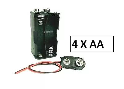 4 X AA Battery Holder W/ 9 Volt Snap Holder ~ New! • $6.90