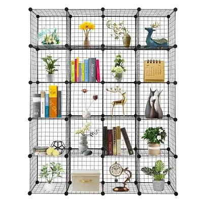 20-Cube Metal Grid Storage Shelving Modular Bookshelf Shelves DIY Closet Cabinet • $64.99