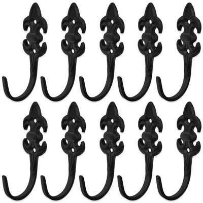 £17.98 • Buy 10x BLACK FLEUR DE LYS CURTAIN TIE BACK Large 75mm/3  Wall Hook Holder Hold Back