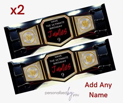 £6.95 • Buy 2 X Personalised WRESTLING Birthday Banners LARGE Kids Party BELT RING